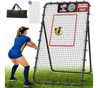 Oswerpon Volleyball Rebounder Net 7x4 FT, 5-Angle Adjustable Bounce Back Net, Steel Frame & PE Training Net for Volleying/Spiking/Bumping, Rust-Resistant & Durable - w/Travel Bag for All Ages, Black
