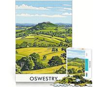 Oswestry Castle Hill Hard Jigsaw Puzzle for Adults 1000 Pieces Solid Logic Toy Simple Fun Precision Cut (38x52cm)