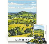 Oswestry Castle Hill Jigsaw 1000 Pieces for Adults Cognitive Toy Bonding Time Pattern Assembly Santa Wish Item (50x75cm)