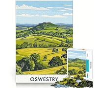 Oswestry Castle Hill Jigsaw 1000 Pieces for Adults Cognitive Toy Bonding Time Pattern Assembly Santa Wish Item (50x75cm)
