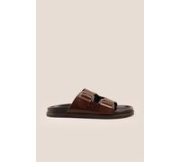 Oswin Hyde Men's Jude Twin Buckle Strap Sandals in Brown | Size: 9 Oswin Hyde Brown 9