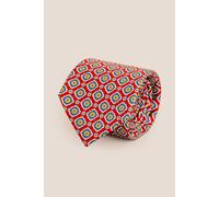 Oswin Hyde Men's Red Geometric Pattern Silk Tie Oswin Hyde Red One Size