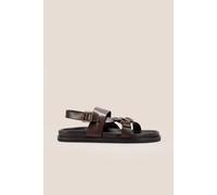 Oswin Hyde Men's Saxon Brown Leather Sandals in Dark Brown | Size: 7 Oswin Hyde Dark Brown 7
