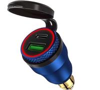 Osznmmg Aluminium 30W Cigarette Lighter Adapter Socket USB C PD 3.0 & QC 3.0 Quick Charge for DIN Motorcycle for 12V-24V Hella DIN Socket/BMW Ducati Triumph