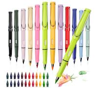 OT-NVWOZR 12 PCS Color Infinity Pencils with 24 Replacement Nibs, Mechanical Pencil HB Coloured Pencils Never Sharpen Eternal Pencils with Eraser for Sketching Drawing Writing School (Colorful)