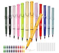 OT-NVWOZR 12 PCS Infinity Pencils with 24 Replacement Nibs, Colored Everlasting Pencil with 12 Eraser. Reusable Inkless Pencil No Sharpen Eternal Pencils for Sketching Drawing Writing School