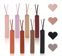 OT-NVWOZR 12PCS Leather Bookmark, Bookmark with Leather Rope + Heart Book Mark, Handmade Corner Page Book Marks Book Accessories for Men Women Book Lovers Readers Writers