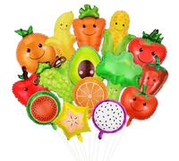 OT-NVWOZR 15PCS Fruit Vegetable Balloons, Giant Fruits Theme Birthday Decoration, Children's Vegetable Sensory Foil Balloon Party Supplies Decorations for Kids Wedding Baby shower (B)