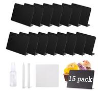 OT-NVWOZR 15PCS Mini Chalkboard Signs, 4 x 3 Small Blackboard with 2 Erasable Marker Pens, Food Labels Price Tags Message Chalkboards Reserved Menu Board for Display Buffet Wedding