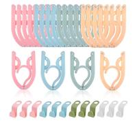 OT-NVWOZR 32PCS Folding Clothes Hangers, 20 Portable Plastic Clothes Coats Hangers with 12 Clothes Hanger Connection Hooks, Save Space Coat Racks for Home Holiday Outdoor Camping