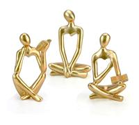 OT-NVWOZR 3pcs Thinker Statue for Home Decor, Gold Ornaments Resin Figurines for Shelf Decor, Abstract Modern Art Sculpture for Bathroom Living Room Office Decorative Home Accessories (Gold-A)
