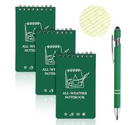 OT-NVWOZR 3PCS Waterproof Notebook, 3" x 5" All-Weather Pocket Notepad with Pen, Small Spiral Memo Pads Field Notes Pad, 50 Sheets Lined Pages for Outdoor Home Office School Recording (3, dark green)