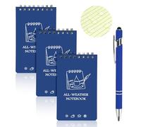 OT-NVWOZR 3PCS Waterproof Notebook, 3" x 5" All-Weather Pocket Notepad with Pen, Small Spiral Memo Pads Field Notes Pad, 50 Sheets Lined Pages for Outdoor Home Office School Recording (3, dark blue)