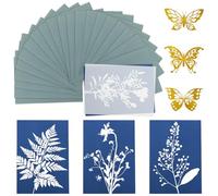 OT-NVWOZR 40PCS Cyanotype Paper Kit, A5 Sun Print Papers + Acrylic Panel +3 Skeleton Butterflies, High Sensitive Solar Drawing Paper Nature Art for Kids Adults DIY Project Crafts