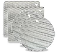 OT-NVWOZR 4PCS Silicone Trivet Mats, Heat Resistant Non-Slip Hot Pads Multipurpose Pot Holder, Table Place Mats for Kitchen Potholder Hot Dishes Spoon Rest Coasters Square Round (Grey)