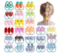 OT-NVWOZR 50PCS Baby Hair Ties, Hair Bands for Girls Bow Bobbles for Toddlers, Cute Kids Hair Accessories Elastics Ponytail Holders Cartoon Rubber Hair Rope Gifts for Teens Children