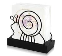 OT-NVWOZR Metal Napkin Holder for Table, Snails Serviette Holder with Stainless Steel Base for Kitchen, Standing Tabletop Tissue Dispenser Towel Holder for Cafes Restaurants (Black) (1)