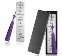 OT-NVWOZR Thank You Teacher Gifts, Appreciation Metal Bookmark with Tassels for Women Men Coach Nurse, Thanks Book Mark with Gift Box for Christmas Birthday Thanksgiving Colleague Boss