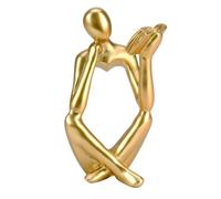OT-NVWOZR Thinker Statue for Home Decor, Gold Ornaments Resin Figurines for Shelf Decor, Abstract Modern Art Sculpture for Bathroom Living Room Office Decorative Home Accessories (Gold-B)