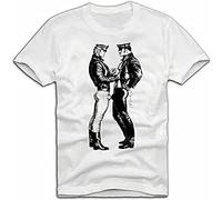 Otac Mpoei Gay T Shirt Tom of Finland COPS Male Friend Leather Cap Pants Jacket A490 Size S White