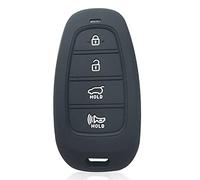 Otai Silicone Car Key Cover Case Compatible with Hyundai Santa Fe Tucson NEXO NX4 Atos Remote Smart Car Accessories (Black 4 Buttons B)