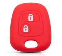 Otai Silicone Car Key Cover Case Compatible with Peugeot 107 206 207 307/Citroen C1 C2 C3 C4 Picasso/Toyota Aygo Soft Keyshell (Red)