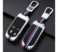 Otai Zinc Alloy Car Key Cover Case Compatible with For Jeep Renegade Compass Chrysler 300C Wrangler Dodge with Fluorescent Silicone Buttons (Matte Color 3 Buttons)