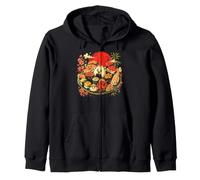 Otaku Kawaii Anime Manga Samurai Ramen Y2K Cyberpunk Japan Zip Hoodie