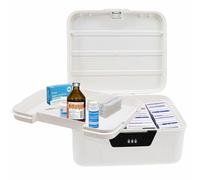 otamonkli Lockable Medicine Box,2 Layer Medication Storage Lock Container,Craft Storage Organiser with Code,Sewing Bin,Small Tool Box for Medicine,Snacks,Phone,Tablet Jail,Office Documents Safety