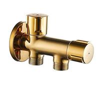OTANA G1/2 Golden One-in-two-out Three-way Angle Valve, Dual Switch Dual Control Multi-function Toilet Brass Triangle Valve Faucet,A