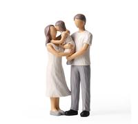 OTANG Family of 3 Figurines, Daughter Kissing Her Mother Hand-Painted Figures Gifts for Parents or Daughter, Family Sculpture for Shelf Decor Desktop Home Bedroom Living Room Decoration
