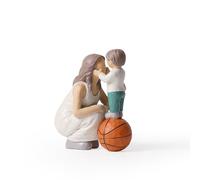 OTANG Mother with Son Standing on Basketball Figurines, Hand-Painted Figures Gifts for Mother or Son, Family Sculpture for Shelf Decor Desktop Home Bedroom Living Room Decoration