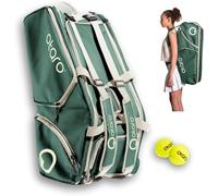 Otaro Tennis Bag | 82L | Tennis Racket Bag for 4 Rackets with Thermal Sleeve | Incl. Shoe Compartment, Cooler & Padded Laptop Pocket | 3-in-1 Carry System | Water-Repellant & Robust Tennis Bag (Green)