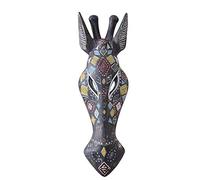 OTARTU 5 by 14 inch African Animal Giraffe Mask Wall Decor Sculpture Hand Carved Geometric on the Surface,Africa Style Wall Plaque