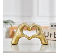 OTARTU Heart Hands Sculpture,Gold Living Room Décor, Cute Gesture Heart Shaped Decoration, Modern Love Statue Finger,I Love You Hands Heart Art Sculpture Home Wedding Decoration (Gold)