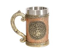 OTARTU Norse Mythology World Tree Yggdrasil Beer Stein Mug, Stainless SteelTheTree of Life Coffee Drink Cup for Men and Father’s Day Gift 600ml