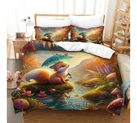 OTBSDNKZZ 3 Piece Critter Duvet Cover 3D Printed Squirrel Soft Quilt Covers with 2 Pillow Quality Bedding Sets Easy Care Hidden Zipper Microfiber King(220x240cm)