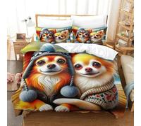 OTBSDNKZZ 3 Piece Puppy Duvet Cover 3D Printed Chihuahua Soft Quilt Covers And Pillowcase Quality Bedding Sets Easy Care for Adults Kids Bedroom King（220x240cm）
