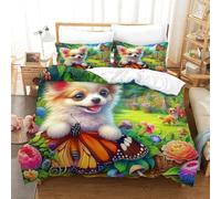 OTBSDNKZZ 3 Piece Puppy Duvet Cover 3D Printed Chihuahua Soft Quilt Covers With 2 Pillowcases Quality Bedding Sets Bedroom Decor for Adults Kids Bedroom King（220x240cm）