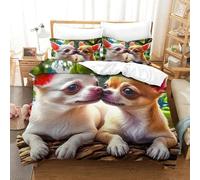 OTBSDNKZZ 3 Piece Puppy Duvet Cover 3D Printing Chihuahua Soft Quilt Covers And Pillowcase Bedding Set Easy Care Hidden Zipper Microfiber King（220x240cm）