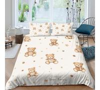 OTBSDNKZZ 3D Print All Season Microfibre Teddy bear pattern Duvet Cover Easy Care Bedding Set with Matching Pillowcase Soft pastel kids Quilt Cover Sets Breathable for Couples Single（135x200cm）