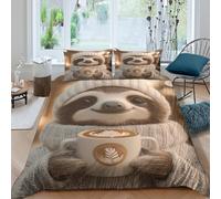 OTBSDNKZZ 3D Print Com4table Microfibre Cute sloth Quilt Cover Breathable Bedding Sets w/Matching Pillowcase Cozy winter scene Comforter Cover Easy Care, Washable Bedroom Decor Super king(260x220cm)
