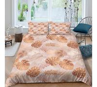 OTBSDNKZZ 3D Print Comfy Microfibre Tropical Leaves Duvet Cover Sets Breathable Bedding Set with Pillow Cases Modern Botanical Pattern Bed Quilt Cover Easy Care for Home Decor Single（140x200cm）