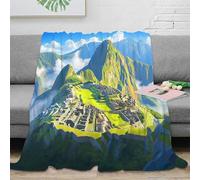 OTBSDNKZZ 3D Printed Ancient ruins Nap Blanket Microfiber Soft Warm Bedding Lightweight Mountain landscape Travel Blanket Portable Non Pilling for Office Workers Adults Teens 40x50inch(100x130cm)