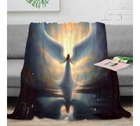 OTBSDNKZZ 3D Printed angel wings Cosy Throw Microfiber Ultra Soft Warm Bedding spiritual fantasy art Living Room Throw Heartfelt Gift for New Homeowners Housewarming Guests 40x50inch(100x130cm)