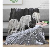 OTBSDNKZZ 3D Printed Arctic wolves Warm Blanket Microfiber Soft Cosy Bedding Warm Wild nature scene Bed Blanket Non Pilling for Dorm Dwellers University Students Teens 70×80inch(180x200cm)