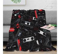 OTBSDNKZZ 3D Printed audio tapes Soft Throw Microfiber Soft Cosy Bedding Warm retro design Travel Blanket Compact Portable for Students Campers Travellers Young Adults 40x50inch(100x130cm)