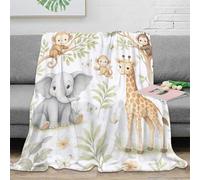 OTBSDNKZZ 3D Printed Baby jungle animals Bed Blanket Microfiber Soft Cosy Bedding Warm Cartoon safari design Soft Throw for Colleagues Mentors Office Workers 40x50inch(100x130cm)