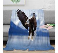 OTBSDNKZZ 3D Printed Bald eagle soaring Home Blanket Microfiber Ultra Soft Warm Bedding Wild nature scene Lounge Throw Machine Washable No Shedding for Kids Adults Families 60x80inch(150x200cm)