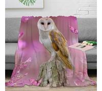 OTBSDNKZZ 3D Printed Barn owl Bed Throw Microfiber Warm Soft Bedding Durable Nature wildlife scene Fluffy Blanket Breathable All Season for Homeowners Renters Adults 70×80inch(180x200cm)